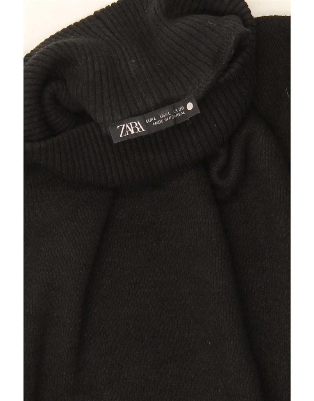 Suéter feminino Zara com gola alta e gola alta, tamanho UK 14, preto grande