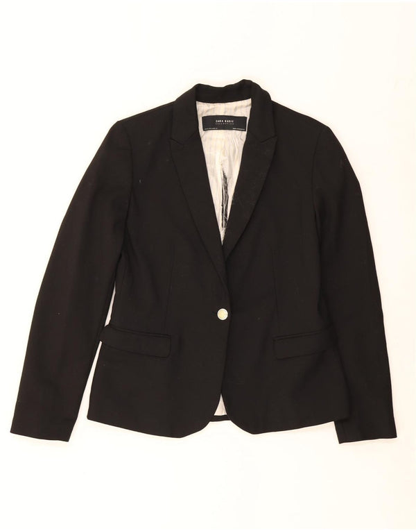 Jaqueta blazer feminina ZARA com 1 botão Reino Unido 12 algodão preto médio
