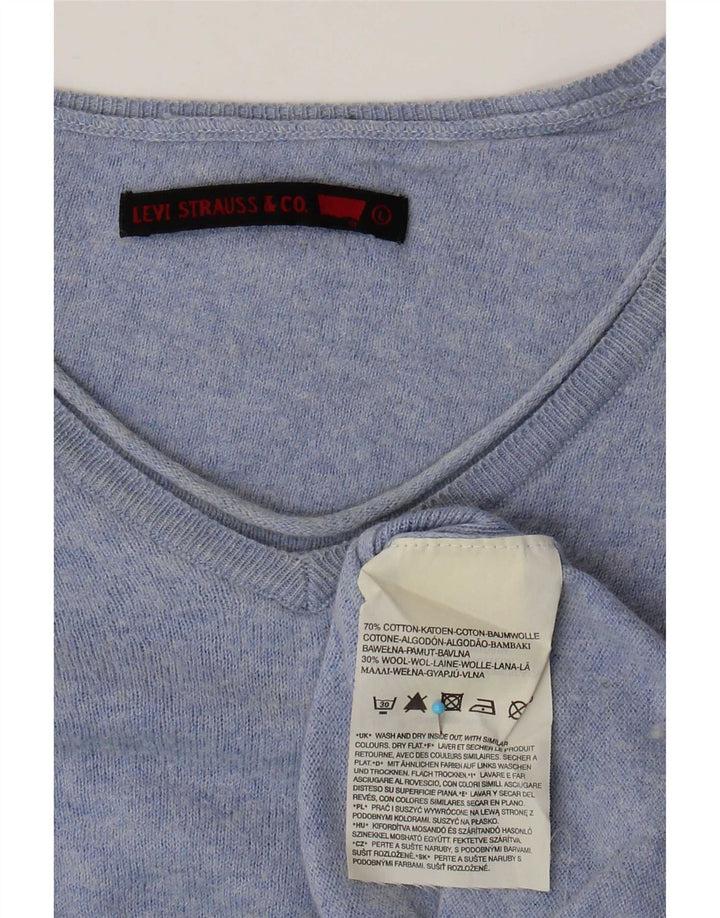Suéter feminino Levi's com decote em V Reino Unido 16 grande algodão azul
