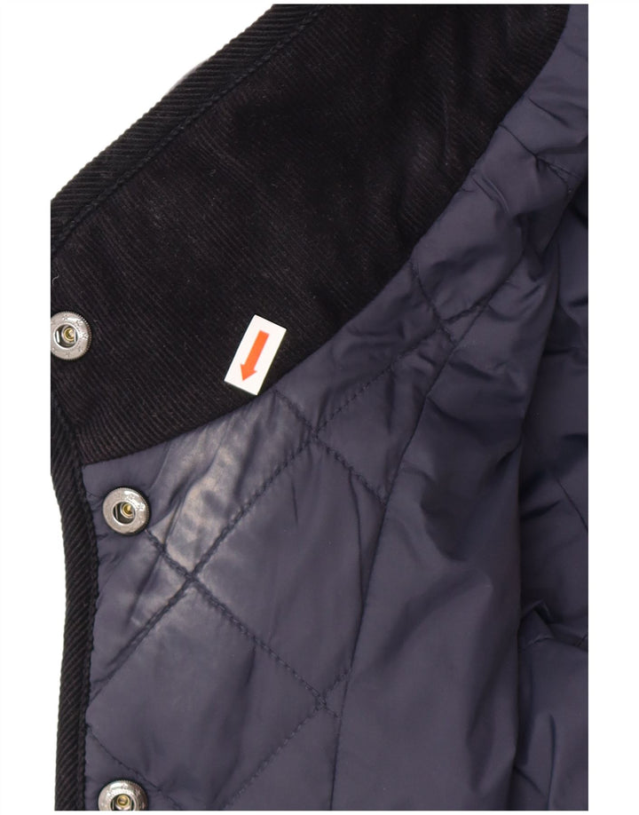 Jaqueta acolchoada feminina Jaeger UK 14 poliéster azul marinho médio