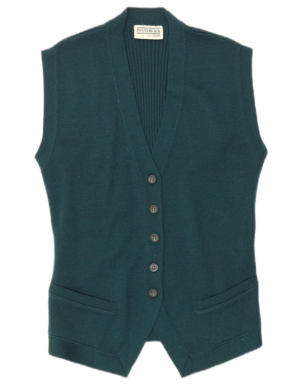 Colete de malha feminino Penny Black UK 14 lã nova verde médio