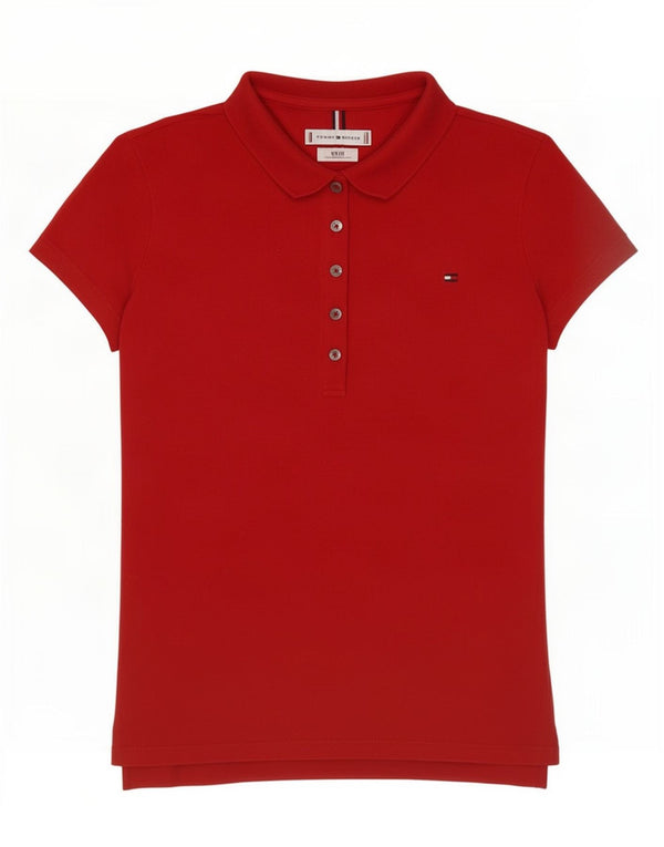 Camisa polo feminina Tommy Hilfiger Slim Fit UK 6 XS algodão vermelho