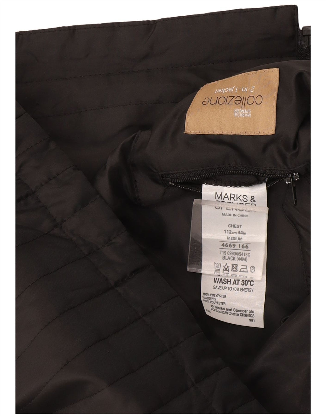 Colete masculino Marks & Spencer UK 38 poliéster preto médio