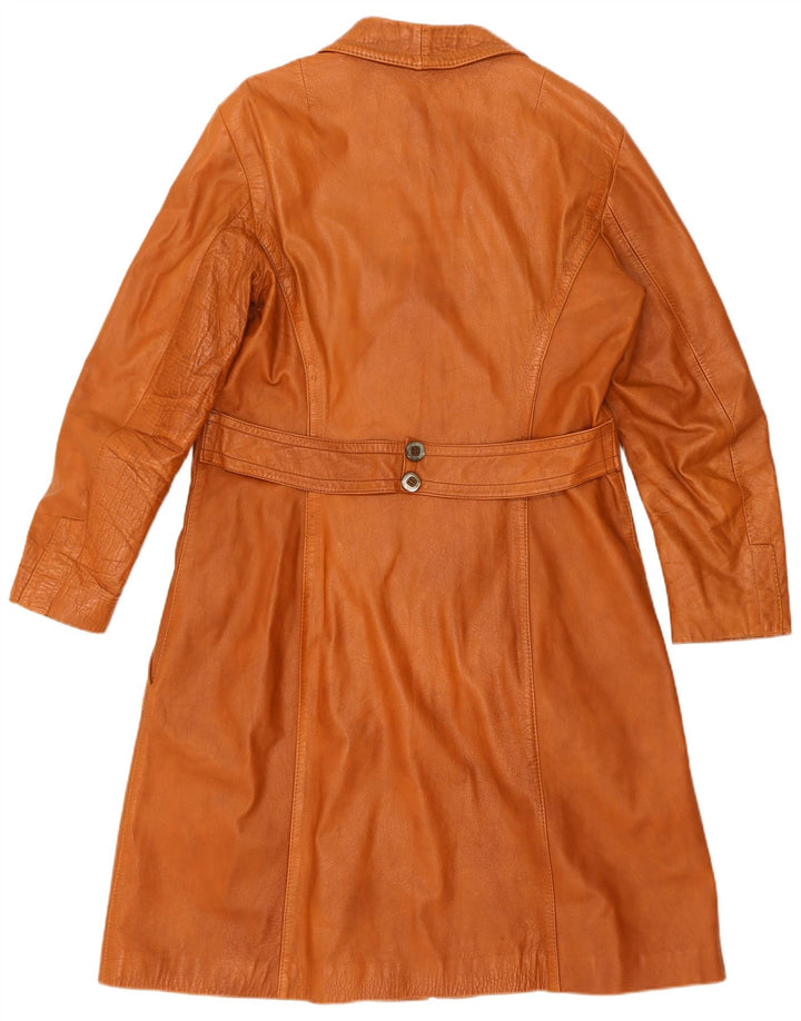 Casaco de couro feminino vintage IT 52 2XL marrom