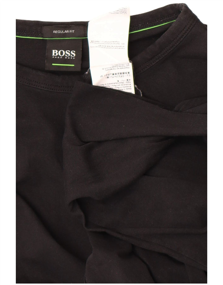 HUGO BOSS Mens Regular Fit Top Manga Longa Pequeno Algodão Preto