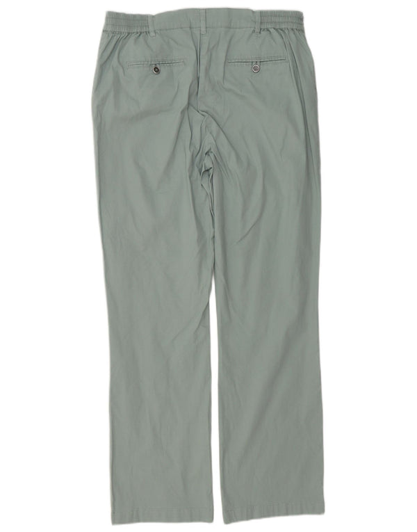 Calças femininas retas casuais Cotton Traders UK 14 grandes W32 L30 verde