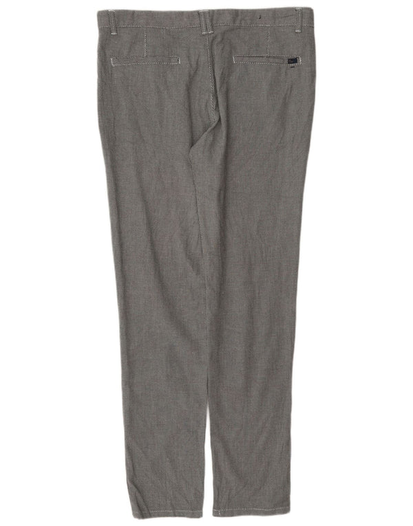 Zara Mens Slim Chino Calças EU 34 Grande W34 L32 Cinza Manchado Algodão