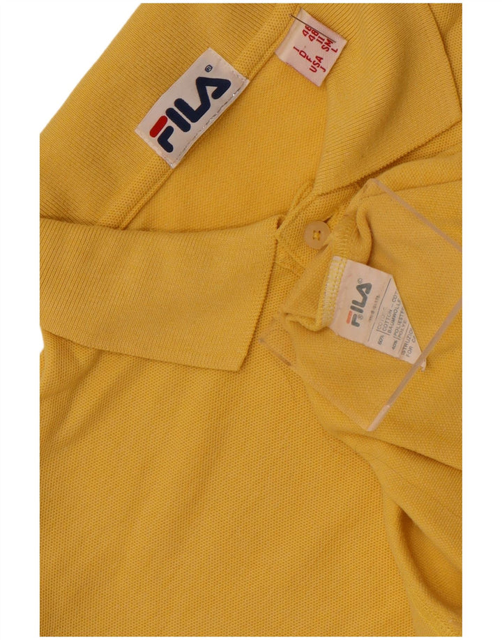 Polo masculino Fila manga comprida pequeno algodão amarelo