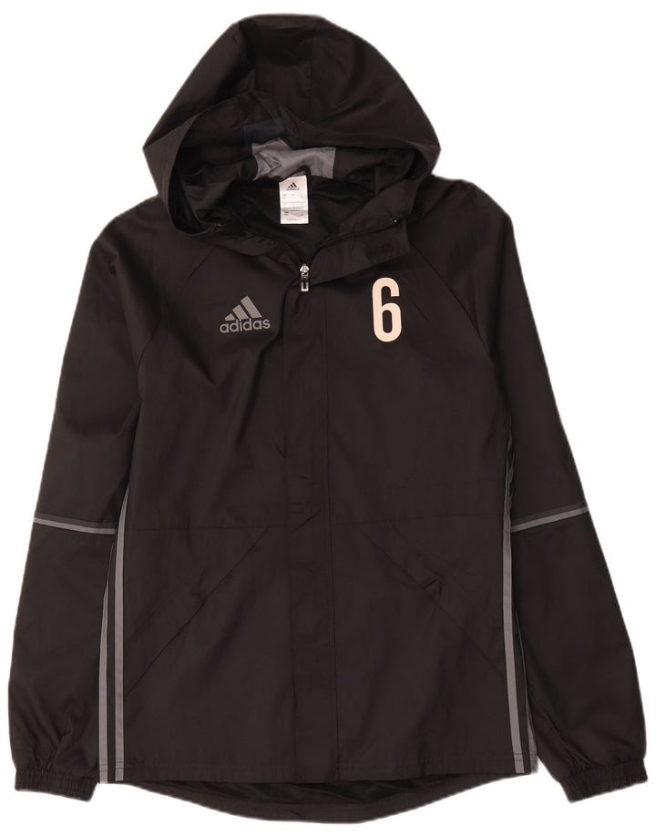 Adidas Mens Graphic Hooded Rain Jacket UK 36 Pequeno Poliéster Preto