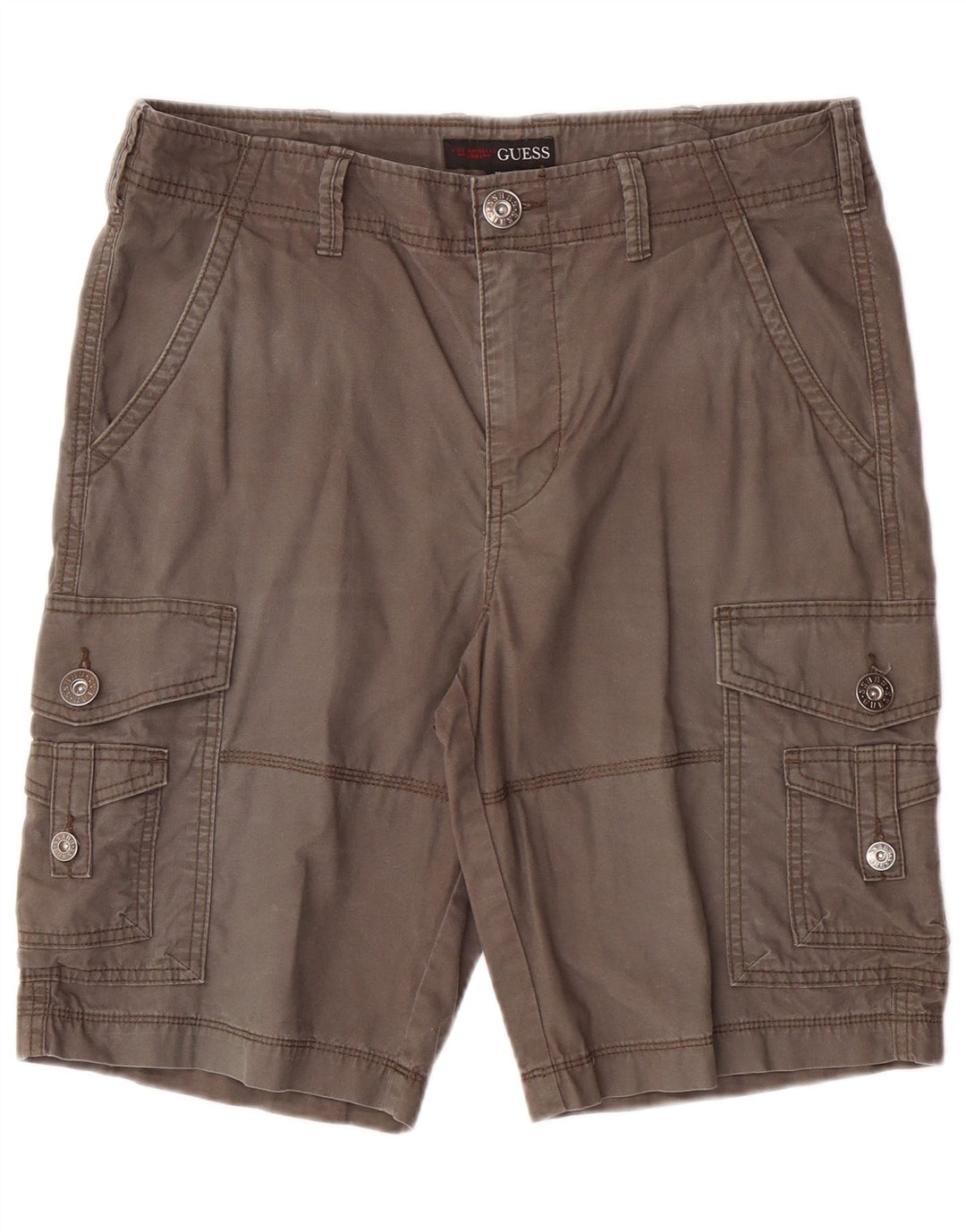 Guess Mens Cargo Shorts W32 Algodão Cinza Médio