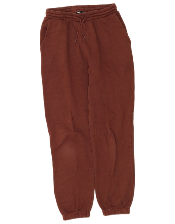 Calça de treino feminina Zara Joggers UK 12 algodão marrom médio