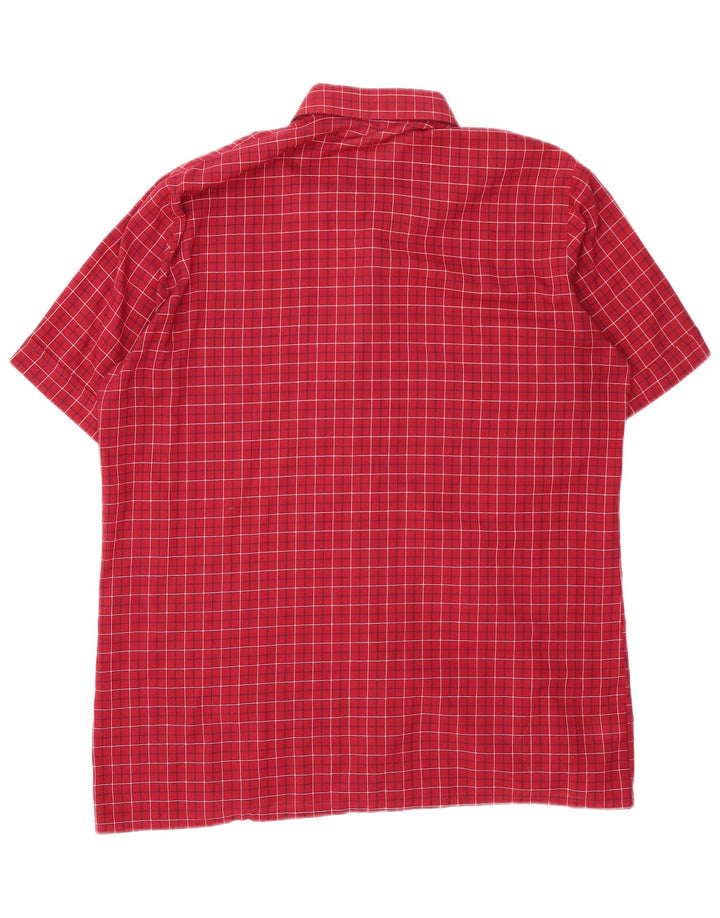 Camisa masculina de manga curta VINTAGE xadrez vermelho médio