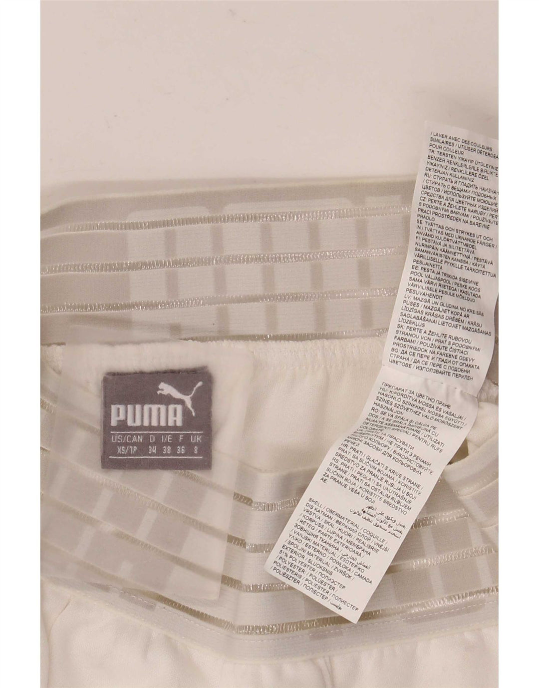 Shorts esportivos gráficos femininos Puma UK 8 pequeno poliéster branco
