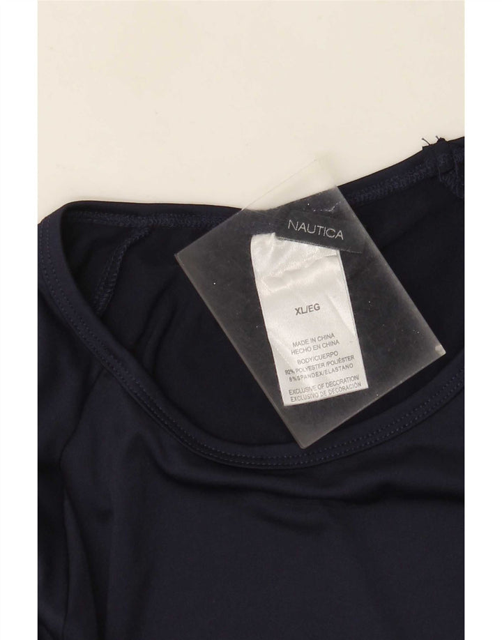 Top gráfico feminino Nautica manga comprida UK 18 XL azul marinho poliéster