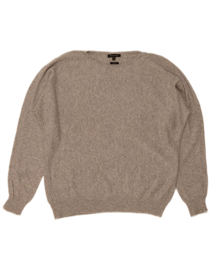 Suéter feminino Massimo Dutti com gola canoa Reino Unido 14 cinza médio manchado
