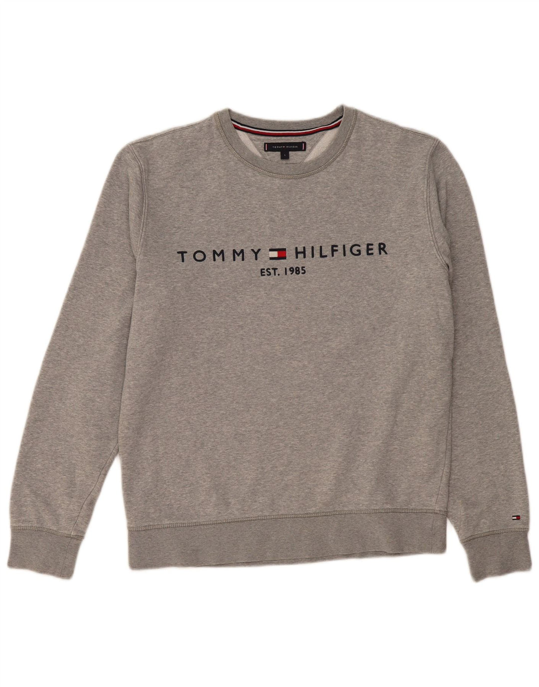 Tommy Hilfiger moletom gráfico masculino jumper grande algodão cinza
