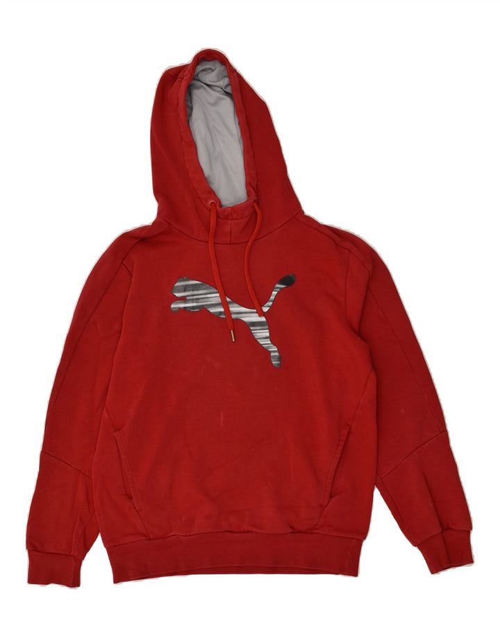PUMA Mens Graphic Hoodie Jumper Small Burgundy Cotton | Vintage Puma | Thrift | Second-Hand Puma | Used Clothing | Messina Hembry 
