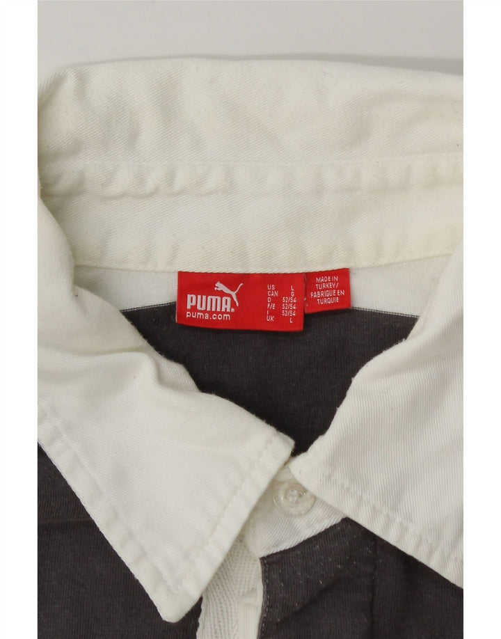 Camisa polo masculina de rugby de manga comprida gráfica PUMA grande listrada multicolorida