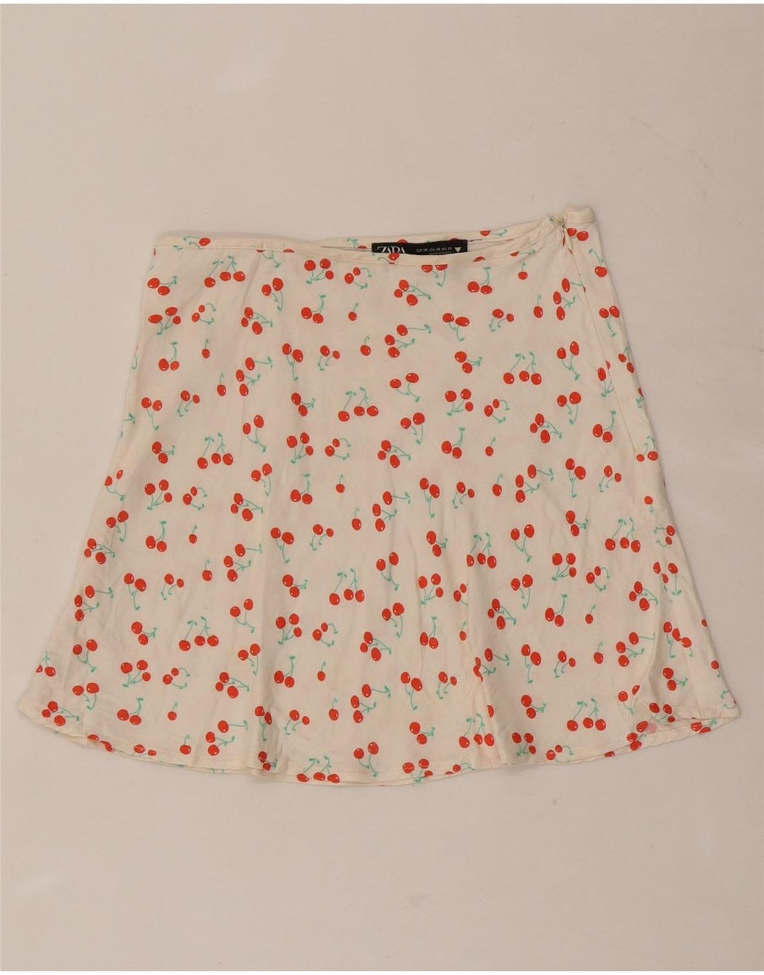 Zara mini saia feminina com padrão abstrato XS W24 branca