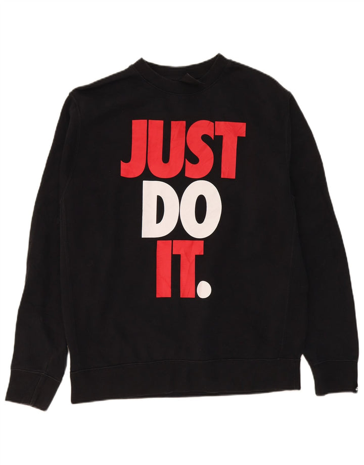 NIKE Mens Graphic Moletom Jumper Grande Algodão Preto