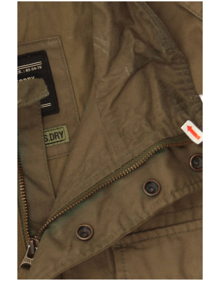 Jaqueta militar masculina Superdry UK 40 grande algodão cáqui