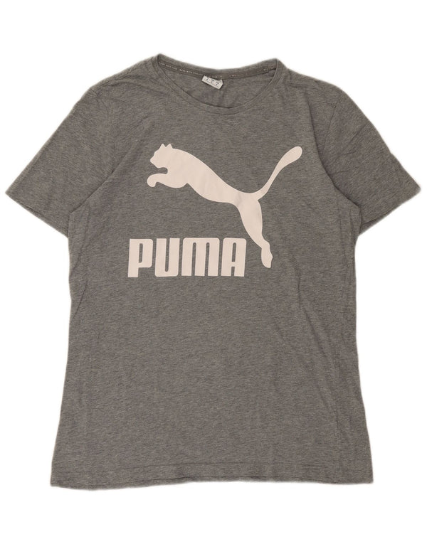 Camiseta masculina Puma Graphic Top cinza médio manchado