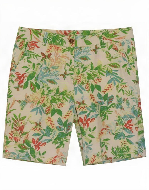 Shorts Chino Feminino Benetton UK 12 Médio W32 Algodão Floral Multicolorido