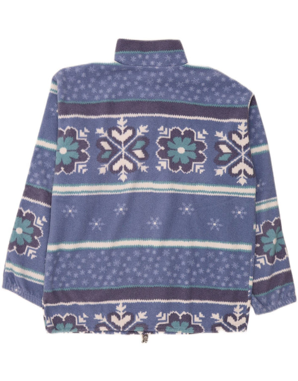 Suéter vintage masculino de lã com zíper e gola XL azul Fair Isle