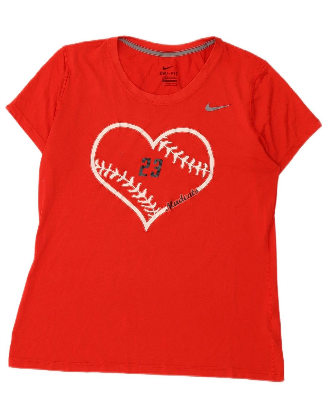 Camiseta Nike Feminina Mudcats Graphic Top UK 14 Grande Poliéster Vermelho