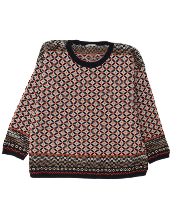 Suéter feminino Marks & Spencer com gola canoa Reino Unido 20 2XL vermelho geométrico
