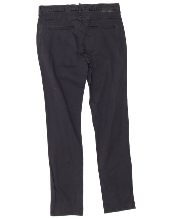 Zara Mens Slim Fit Chino Calças EU 40 Médio W31 L30 Azul Marinho Algodão