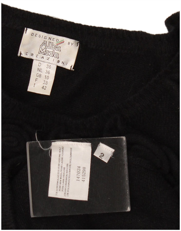 Alba Moda Suéter feminino com gola canoa, Reino Unido 10, pequeno, preto, lã nova