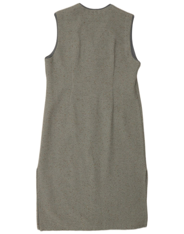 Vestido maxi feminino tricot chique sem mangas UK 14 cinza médio manchado