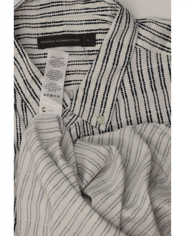 Camisa masculina de manga curta French Connection grande viscose listrada branca