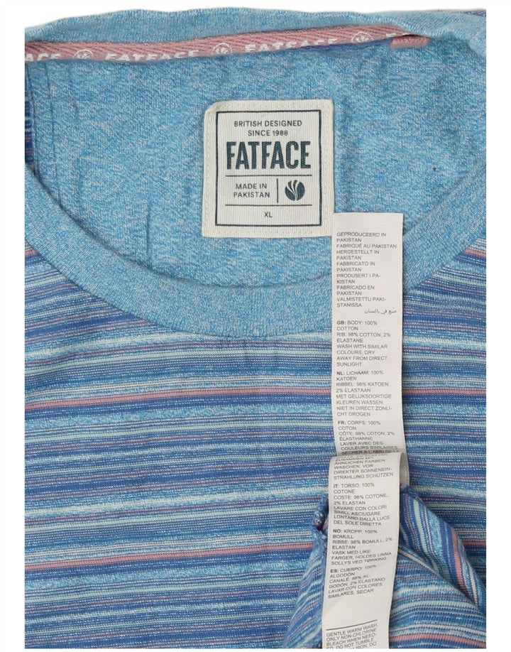 Camiseta masculina Fat Face Top XL algodão listrado azul