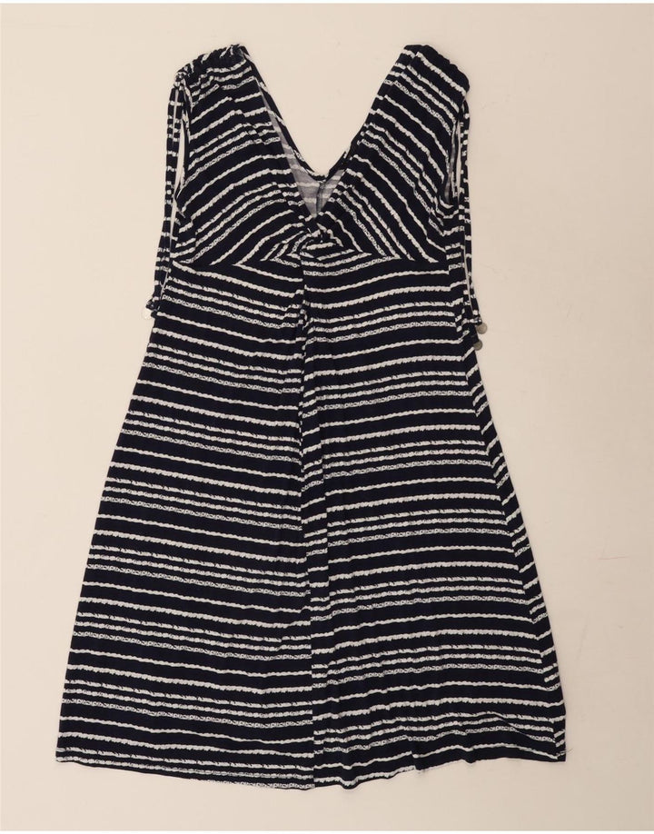 Vestido feminino Marks & Spencer A-Line Reino Unido 10 pequeno listrado azul marinho