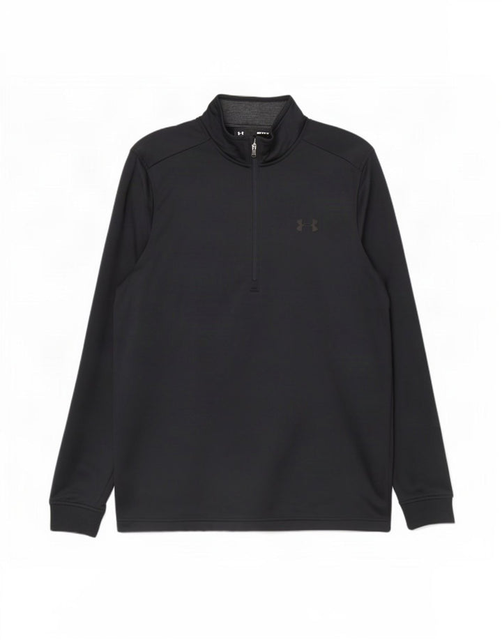 Under Armour Masculino Cold Gear Zip Neck Pulôver Treino Top Médio Preto