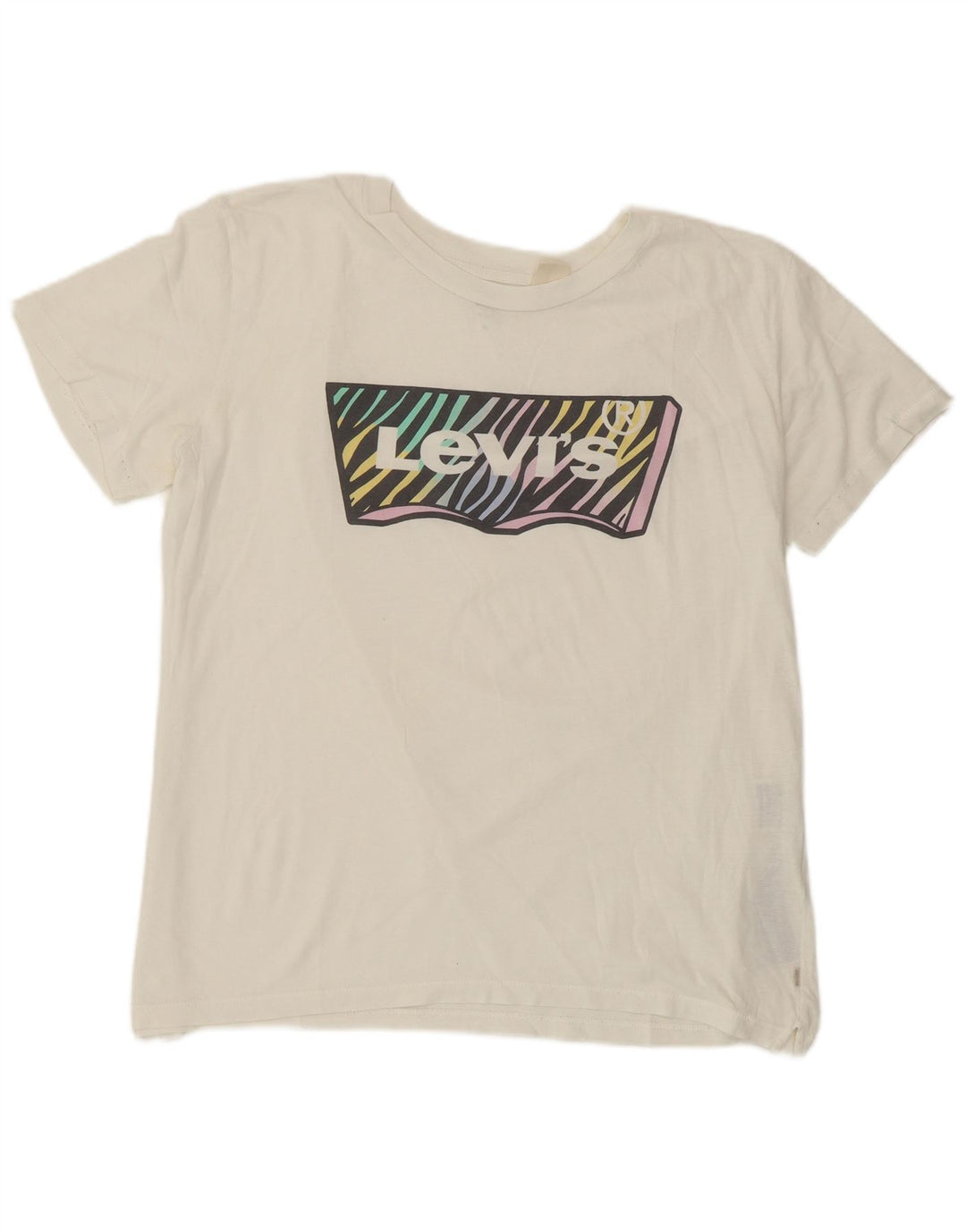 Camiseta feminina gráfica Levi's UK 14 algodão branco médio