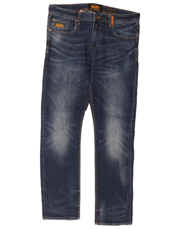 Superdry Mens Corporal Slim Jeans W34 L32 Azul Algodão