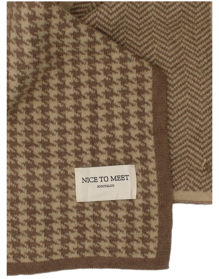 Lenço retangular feminino vintage tamanho único bege houndstooth clássico