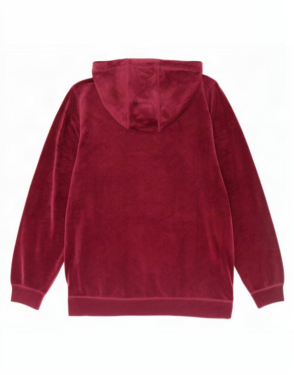 Suéter feminino com capuz de veludo gráfico Dkny Reino Unido 16 grande poliéster cor de vinho