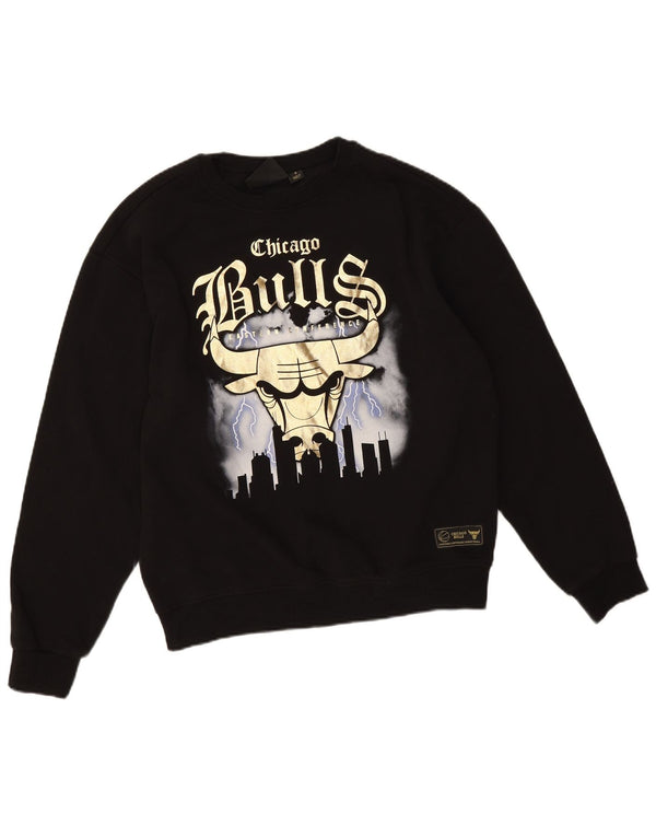 NBA Mens Chicago Bulls Graphic Sweatshirt Jumper Small Black Cotton