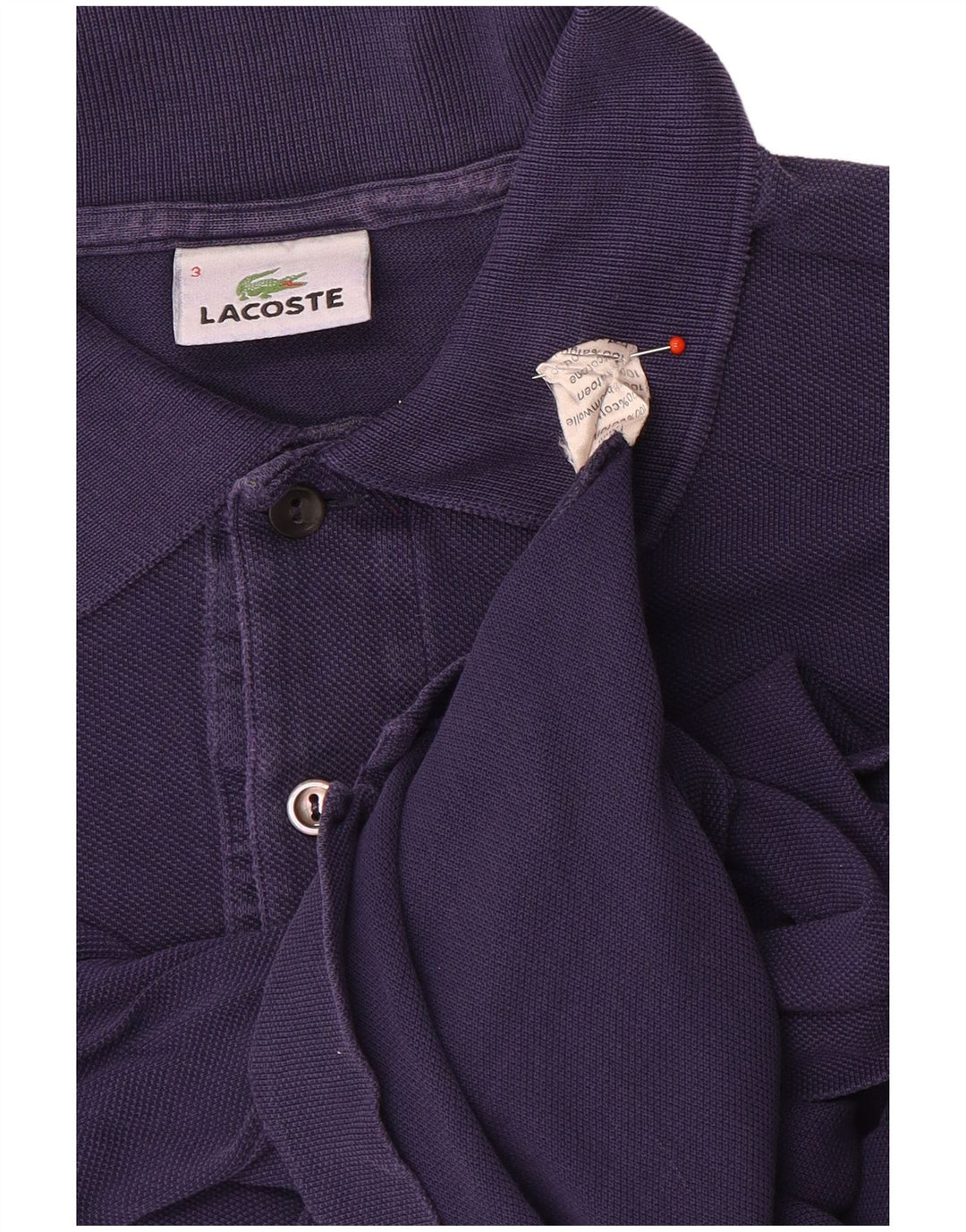 Camisa polo masculina Lacoste tamanho 3 pequeno algodão azul marinho