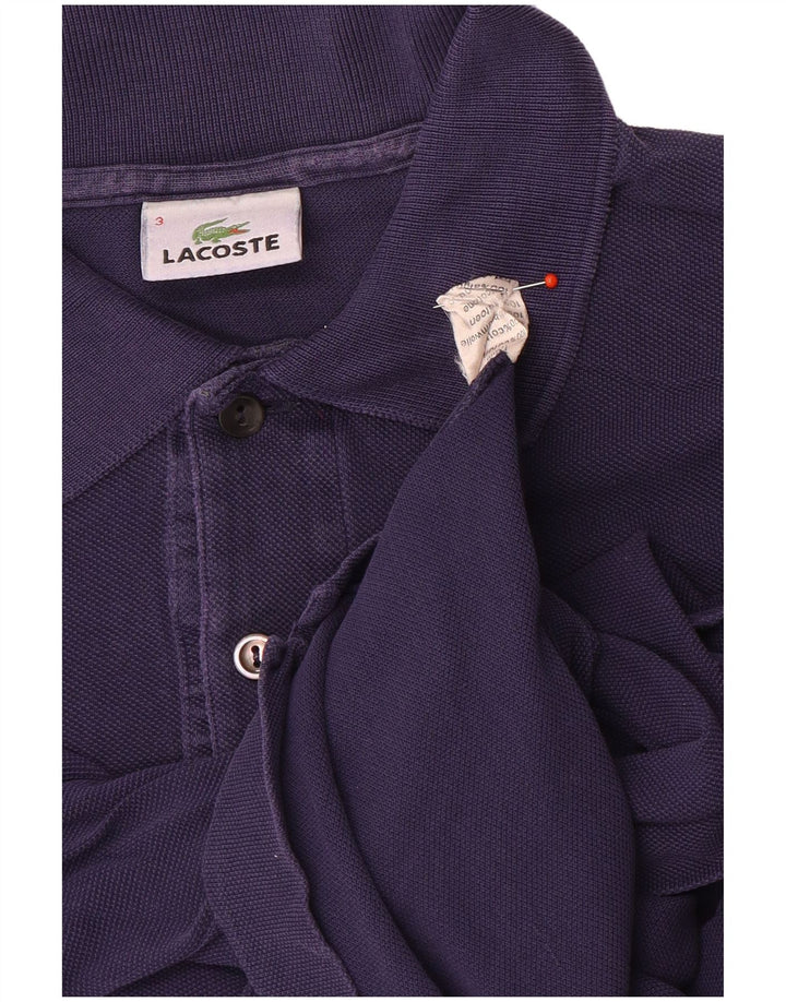 Camisa polo masculina Lacoste tamanho 3 pequeno algodão azul marinho