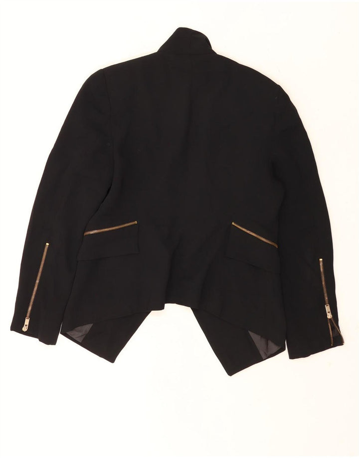 Jaqueta blazer aberta assimétrica feminina Zara Reino Unido 16 grande poliéster preto