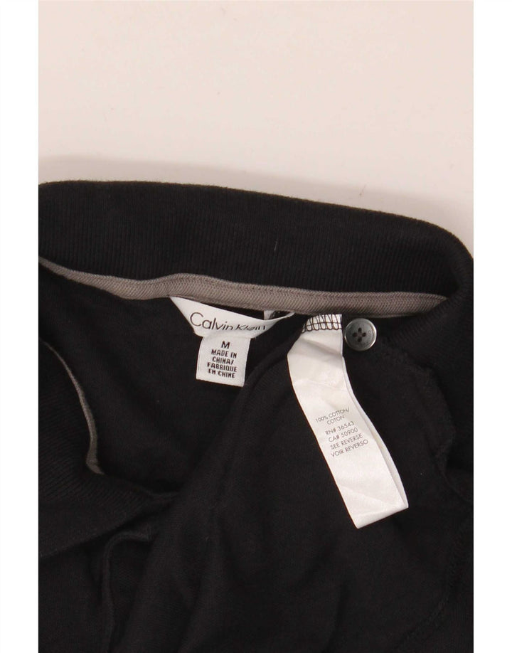 Camisa polo masculina Calvin Klein de algodão preto médio
