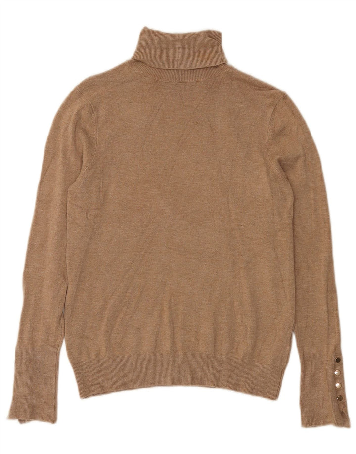 Suéter feminino Zara com gola redonda e viscose bege médio Reino Unido 12