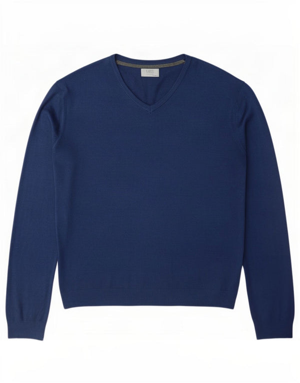 Suéter masculino Marks & Spencer com ajuste regular e decote em V XL azul marinho acrílico