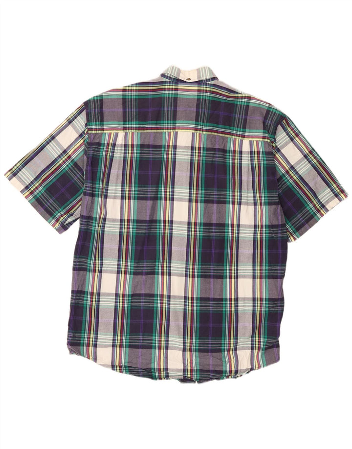 Camisa masculina de manga curta Eddie Bauer, grande algodão xadrez multicolorido