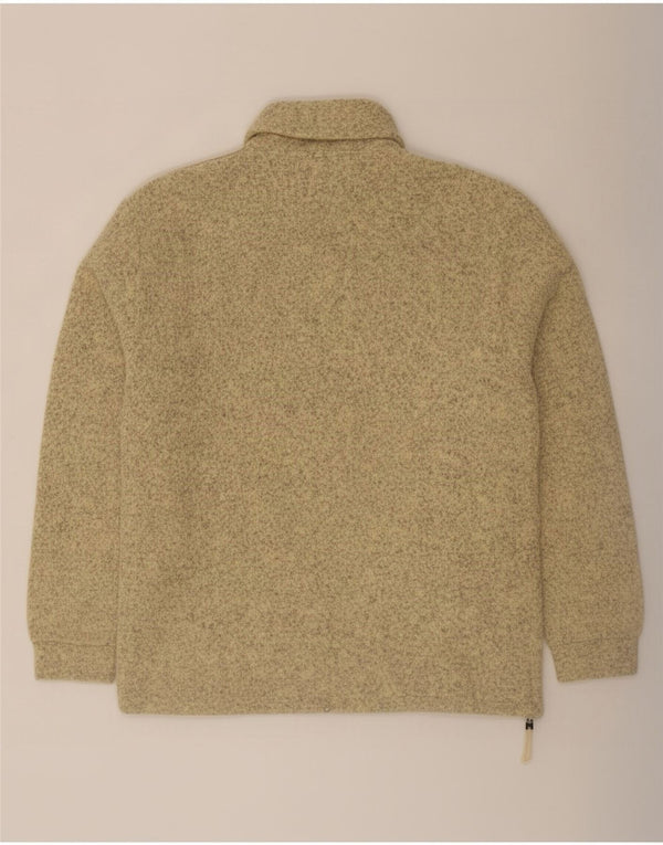 Suéter cardigã masculino vintage 2XL bege lã Fair Isle